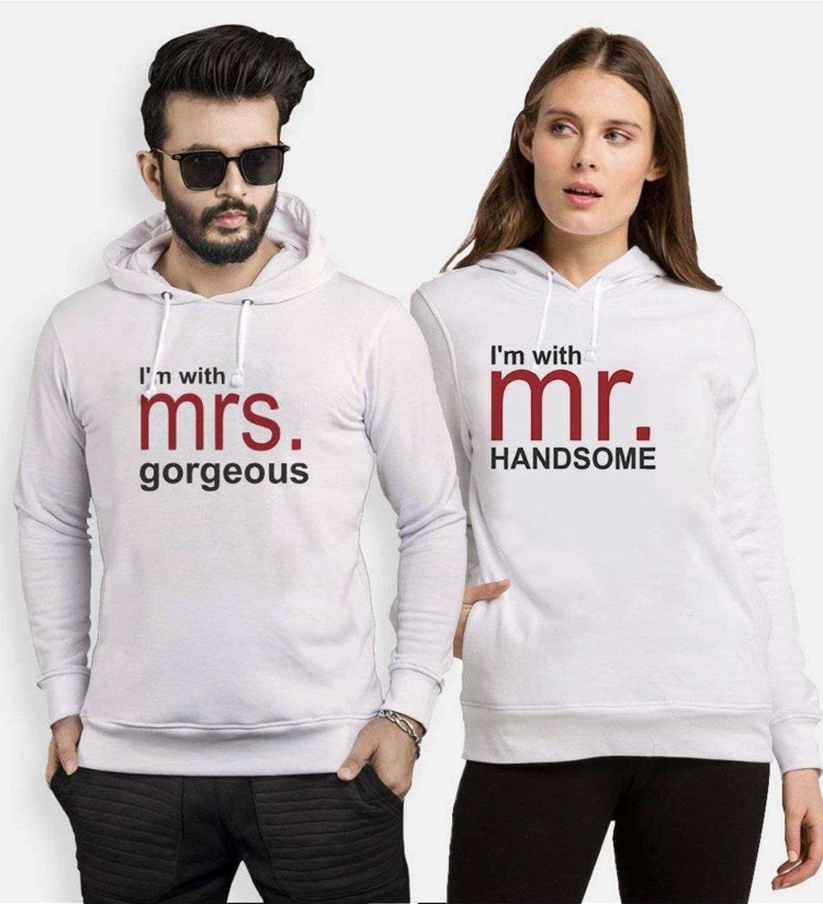 Tshirthane Mr Mrs Handsome Gorgeous Sevgili Kombinleri Kapüşonlu Çift Kombini