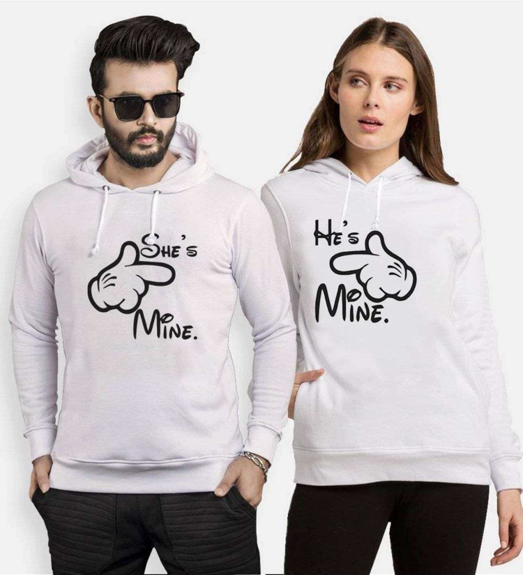 Tshirthane She He Mine Sevgili Kombinleri Kapüşonlu Çift Kombini