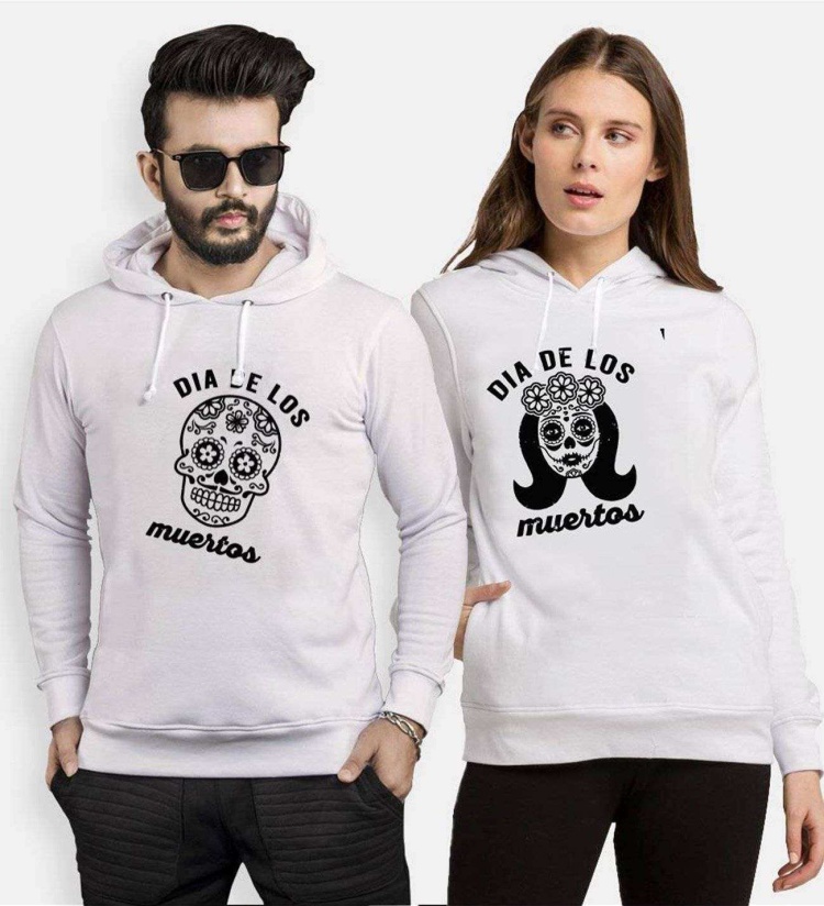 Tshirthane Dia De Los Muertos Sevgili Kombinleri Kapüşonlu Çift Kombini