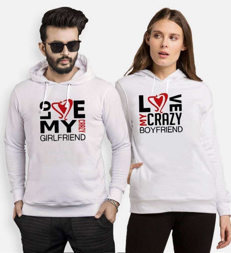 Tshirthane Lo Ve Crazy  Sevgili Kombinleri Kapüşonlu Çift Kombini