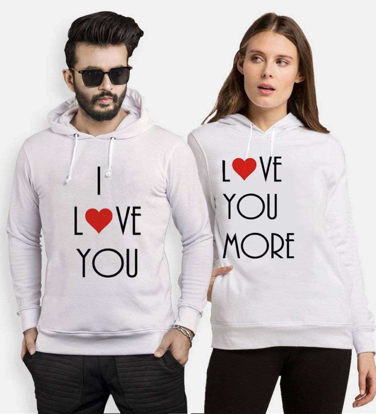 Tshirthane I Love You I Love More Sevgili Kombinleri Kapüşonlu Çift Kombini