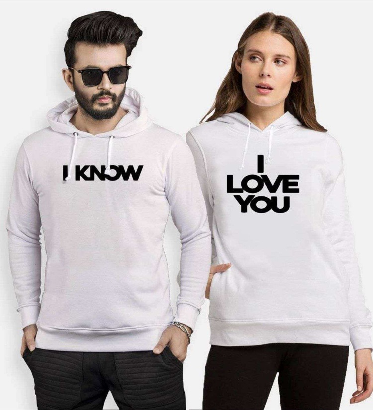 Tshirthane I Love You I Know Sevgili Kombinleri Kapüşonlu Çift Kombini