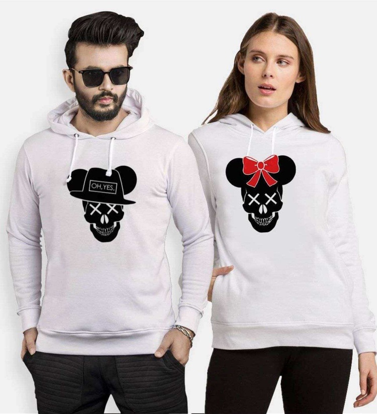 Tshirthane Skull Mause  Sevgili Kombinleri Kapüşonlu Çift Kombini