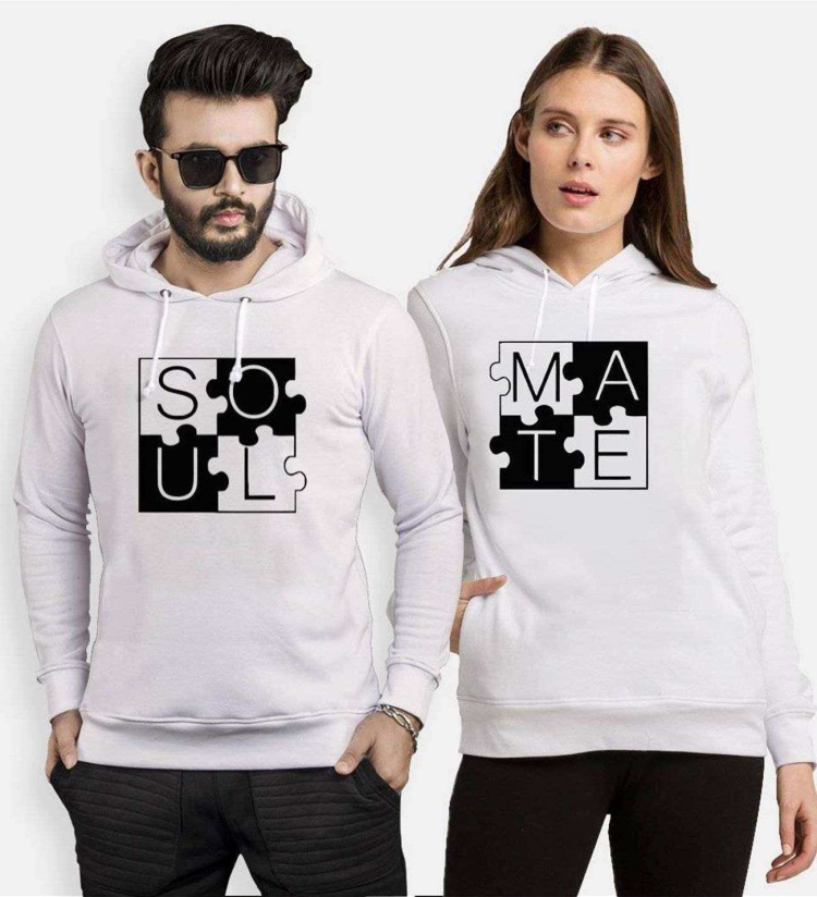 Tshirthane Puzzle Soul Mate Sevgili Kombinleri Kapüşonlu Çift Kombini