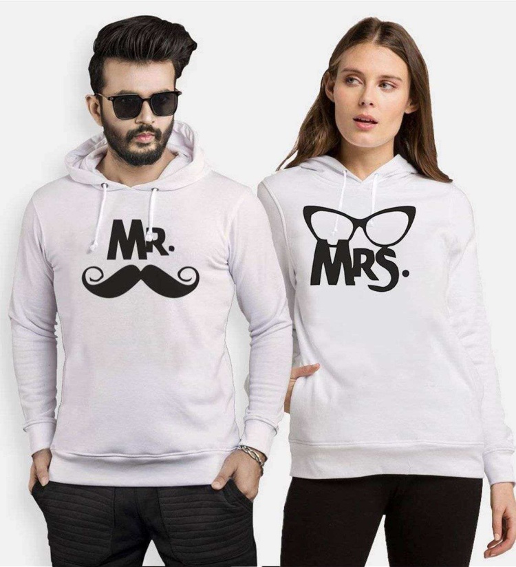 Tshirthane Mr. Mrs. Bıyık Gözlük Sevgili Kombinleri Kapüşonlu Çift Kombini