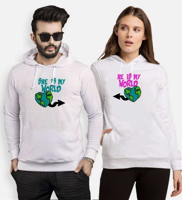 Tshirthane My World Sevgili Kombinleri Kapüşonlu Çift Kombini