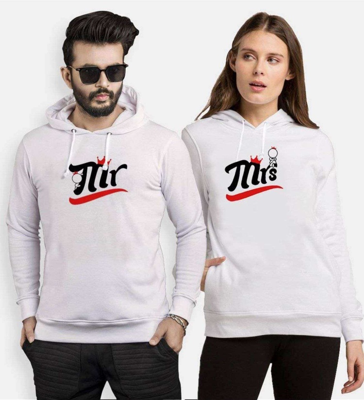 Tshirthane Mr Mrs Taç Sevgili Kombinleri Kapüşonlu Çift Kombini