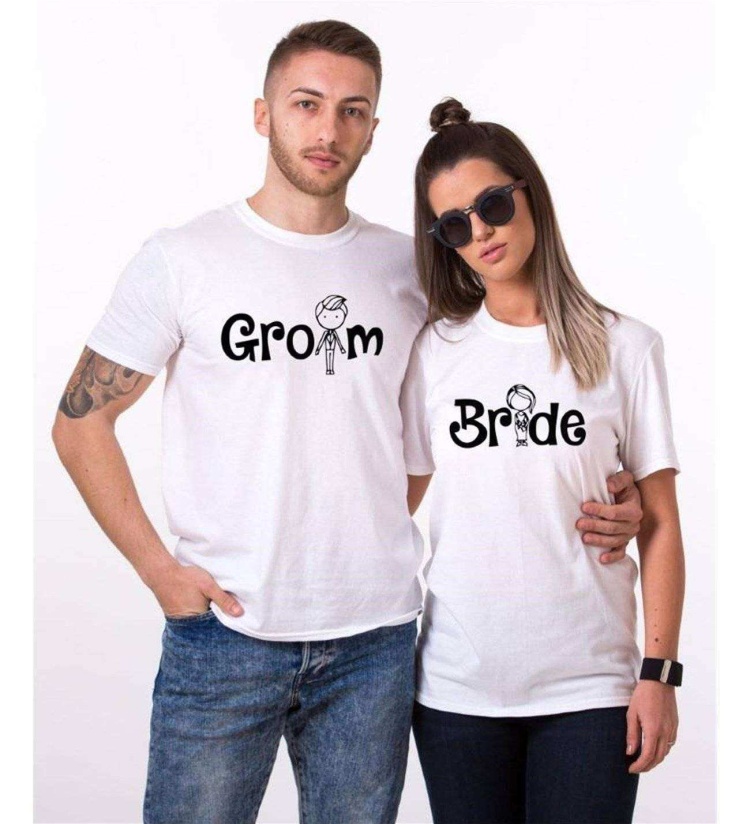 Tshirthane Bride Groom Sevgili Kombinleri Tshirt Çift Kombini