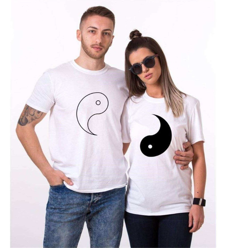 Tshirthane Ying Yang Sevgili Kombinleri Tshirt Çift Kombini