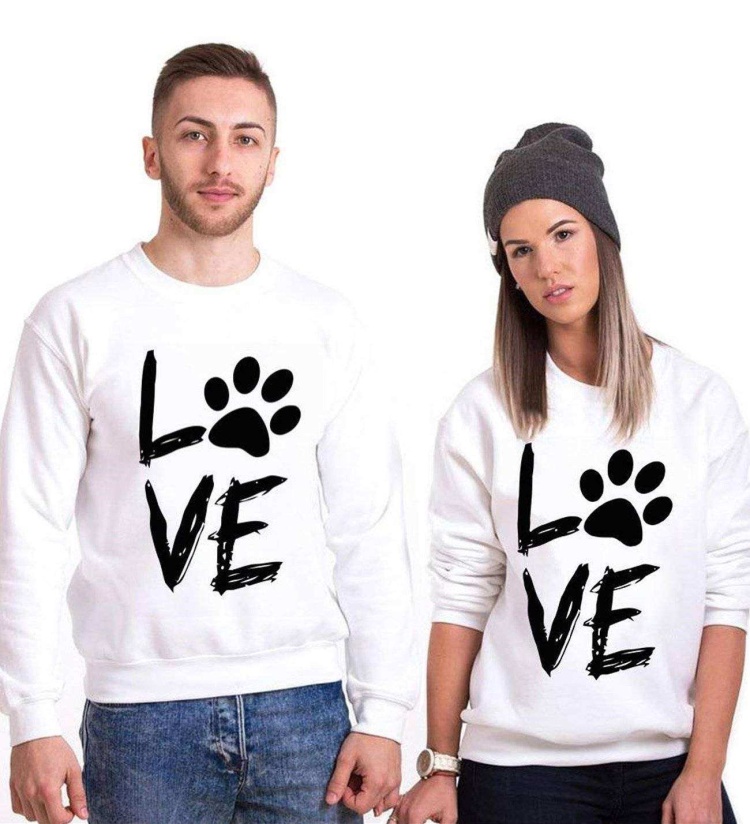 Tshirthane Love Pati Sevgili Kombinleri Sweatshirt Çift Kombini