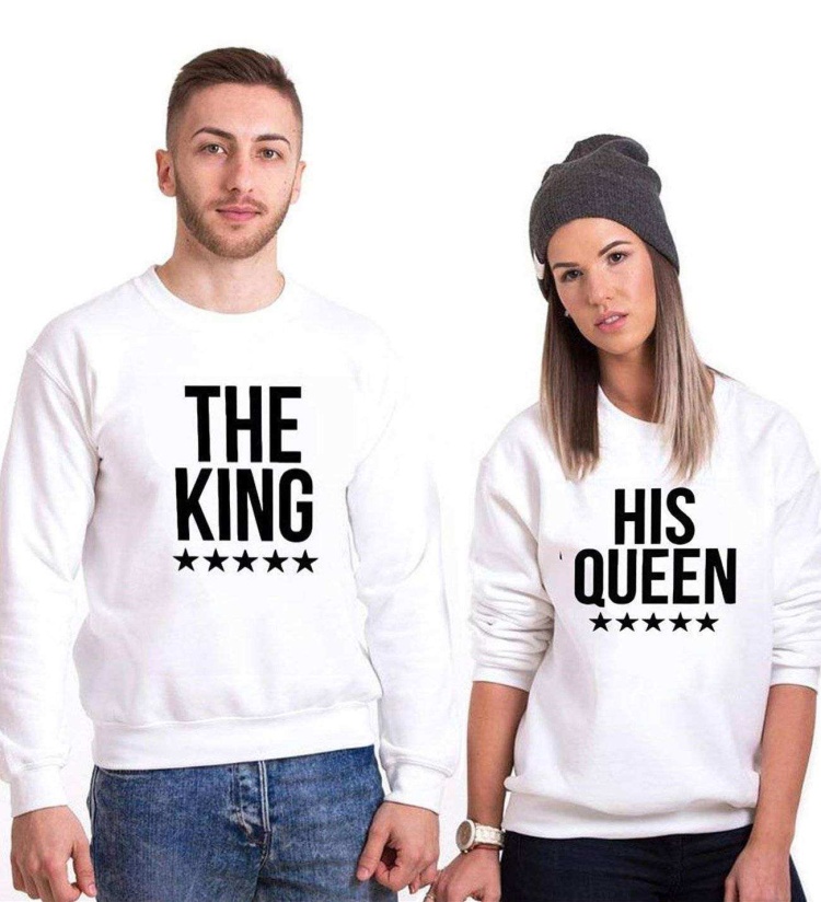 Tshirthane The King The Queen Sevgili Kombinleri Sweatshirt Çift Kombini