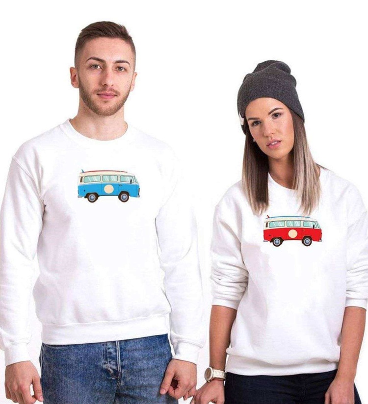 Tshirthane Minibüs T1 Sevgili Kombinleri Sweatshirt Çift Kombini