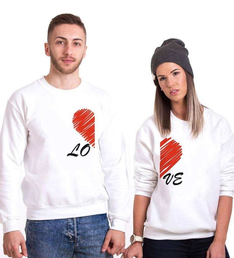 Tshirthane Lo Ve Çizgi Sevgili Kombinleri Sweatshirt Çift Kombini