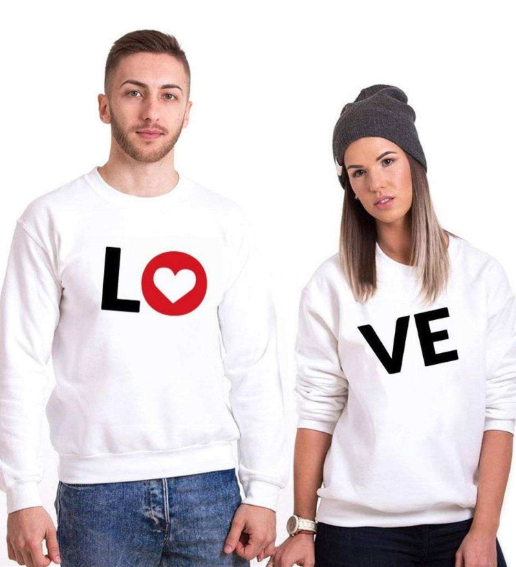 Tshirthane Lo Ve Kalp  Sevgili Kombinleri Sweatshirt Kombini