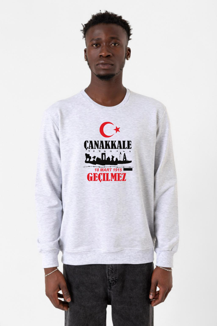 18 Mart Çanakkale Geçilmez Karmelanj Erkek 2ip Sweatshirt