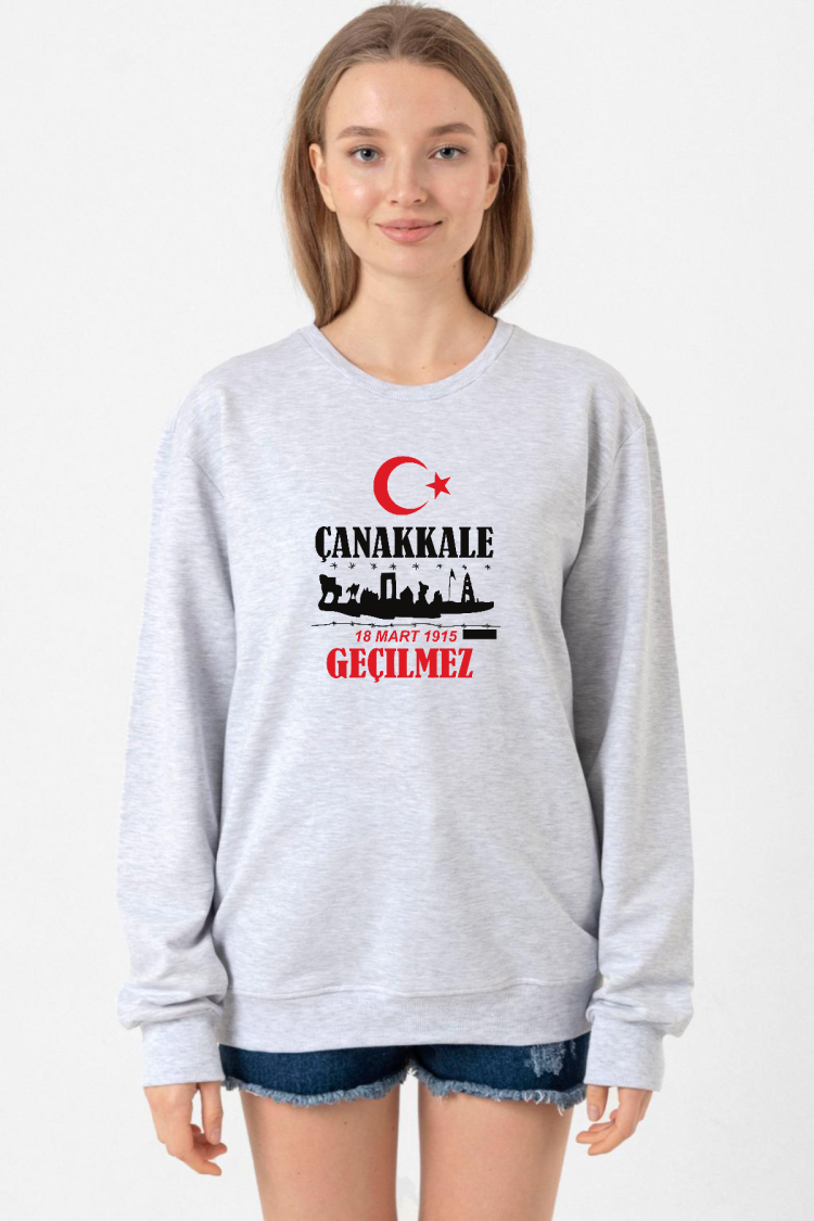 18 Mart Çanakkale Geçilmez Grimelanj Kadın 2ip Sweatshirt