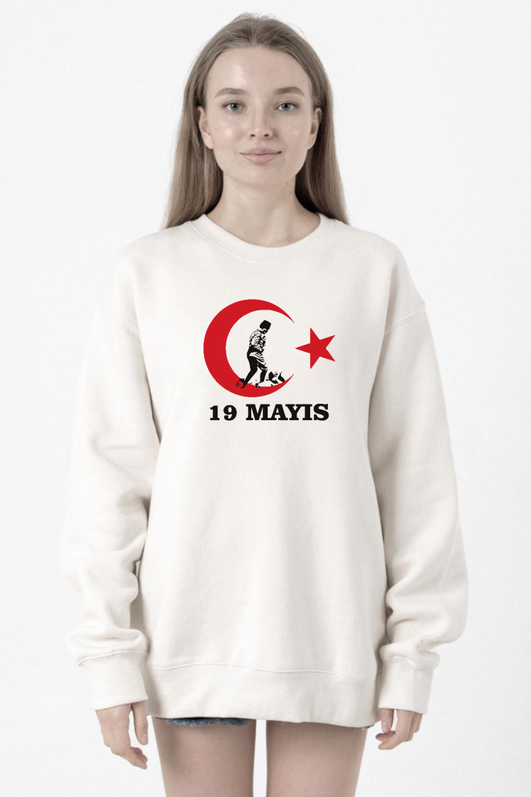 19 Mayıs Ata Beyaz Kadın 2ip Sweatshirt