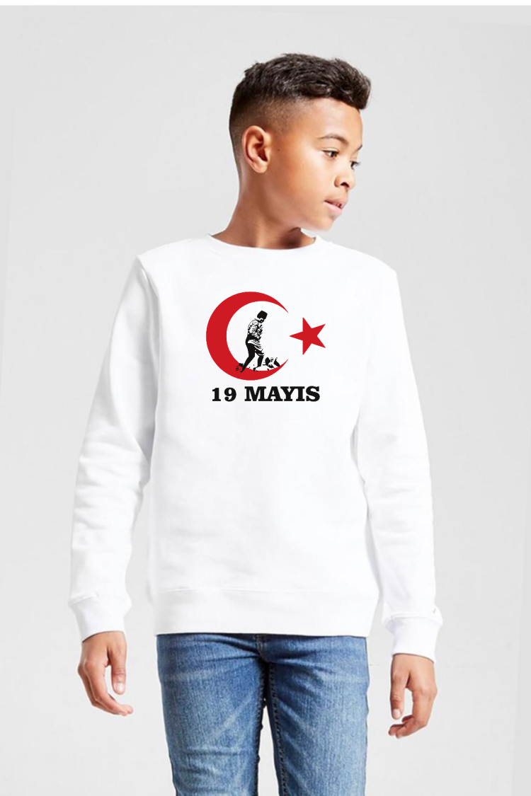 19 Mayıs Ata Beyaz Çocuk 2ip Sweatshirt