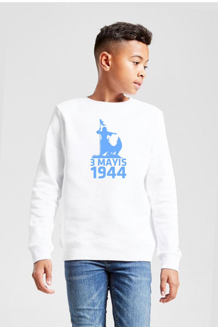 3 Mayıs Türkçülük Günü Beyaz Çocuk 2ip Sweatshirt