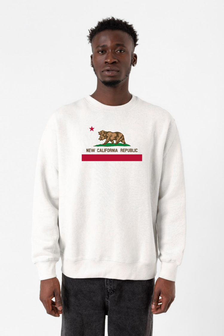 Fallout New California Republic Flag Beyaz Erkek 2ip Sweatshirt