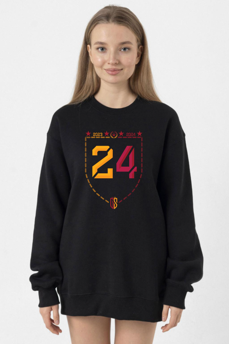 24 Şampiyonluk Siyah Kadın 2ip Sweatshirt