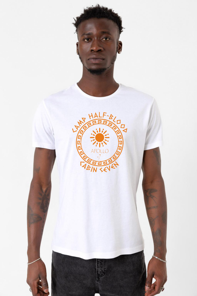 Camp Half Blood Apollo Beyaz Erkek Bisikletyaka Tshirt