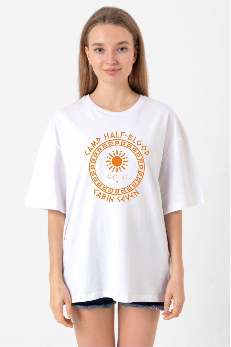 Camp Half Blood Apollo Beyaz Kadın Oversize Tshirt