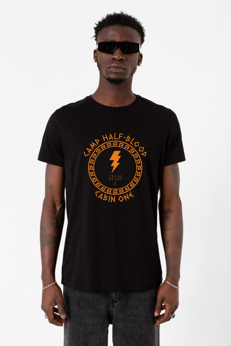 Camp Half Blood Zeus Siyah Erkek Tshirt