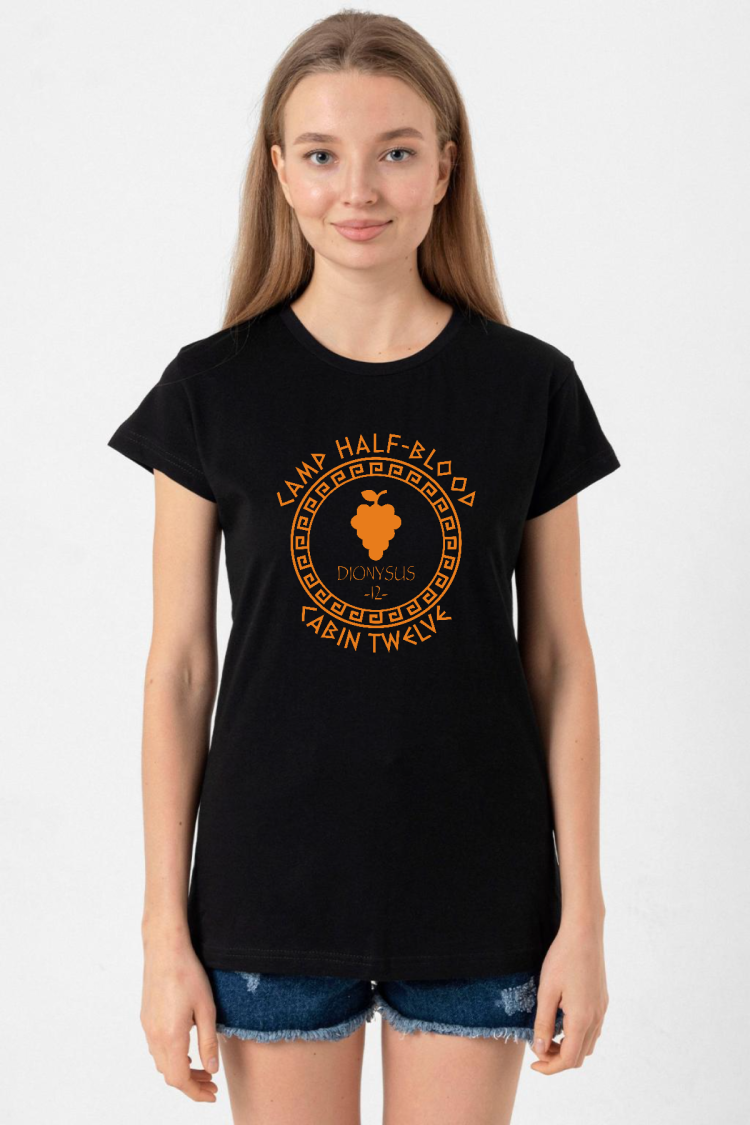 Camp Half Blood Dionysus Siyah Kadın Tshirt