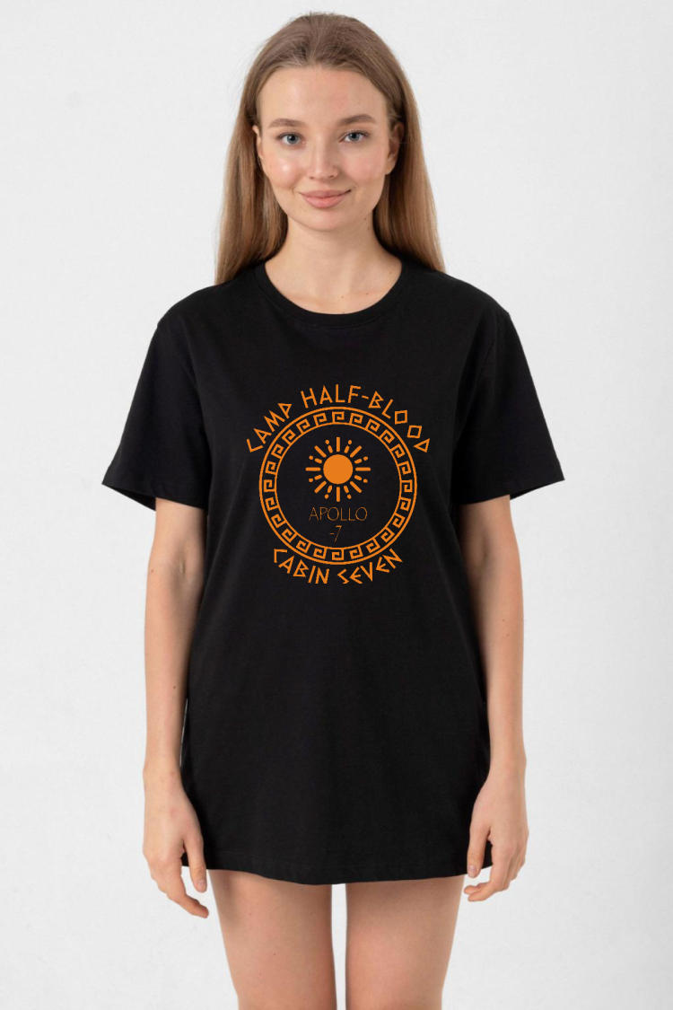 Camp Half Blood Apollo Siyah Kadın Oversize Tshirt