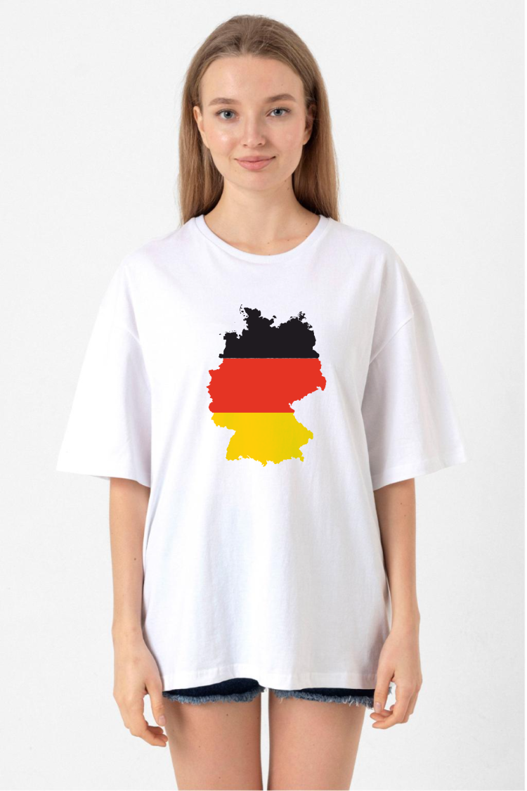 Euro 24 Germany Beyaz Kadın Oversize Tshirt