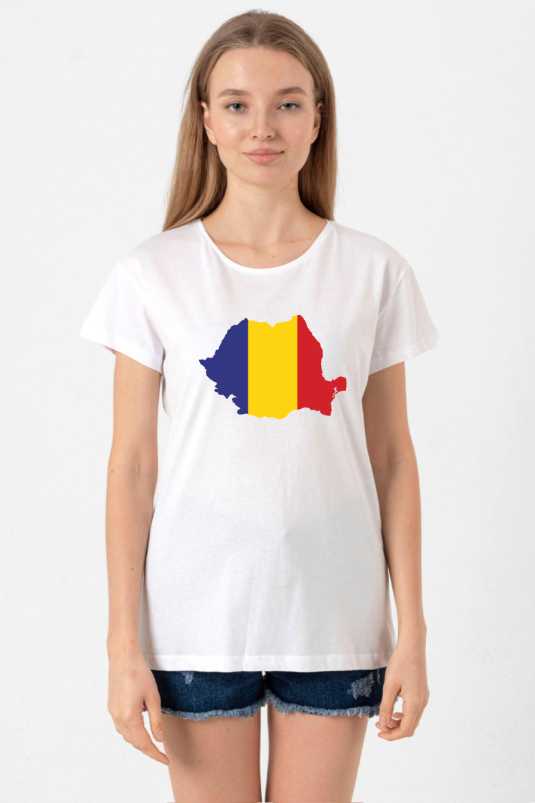 Euro 24 Romania Beyaz Kadın Bisikletyaka Tshirt