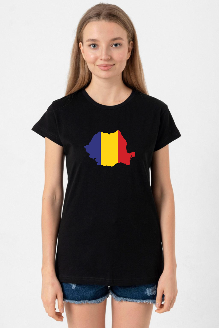 Euro 24 Romania Siyah Kadın Tshirt