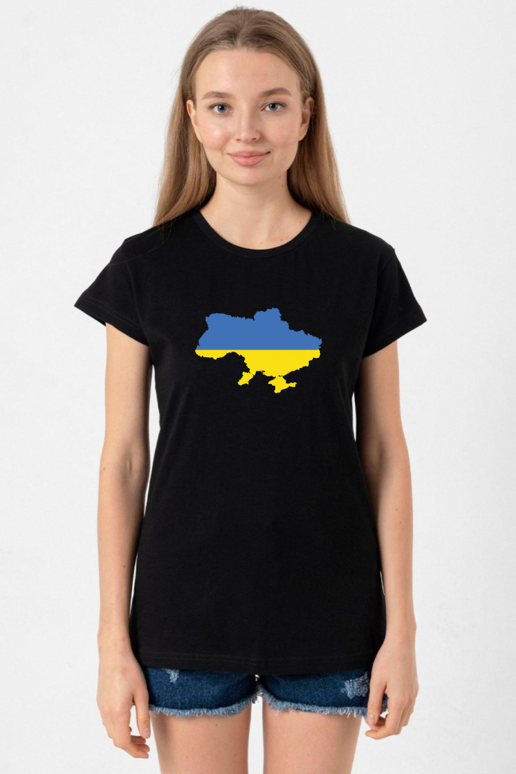 Euro 24 Ukraine Siyah Kadın Tshirt