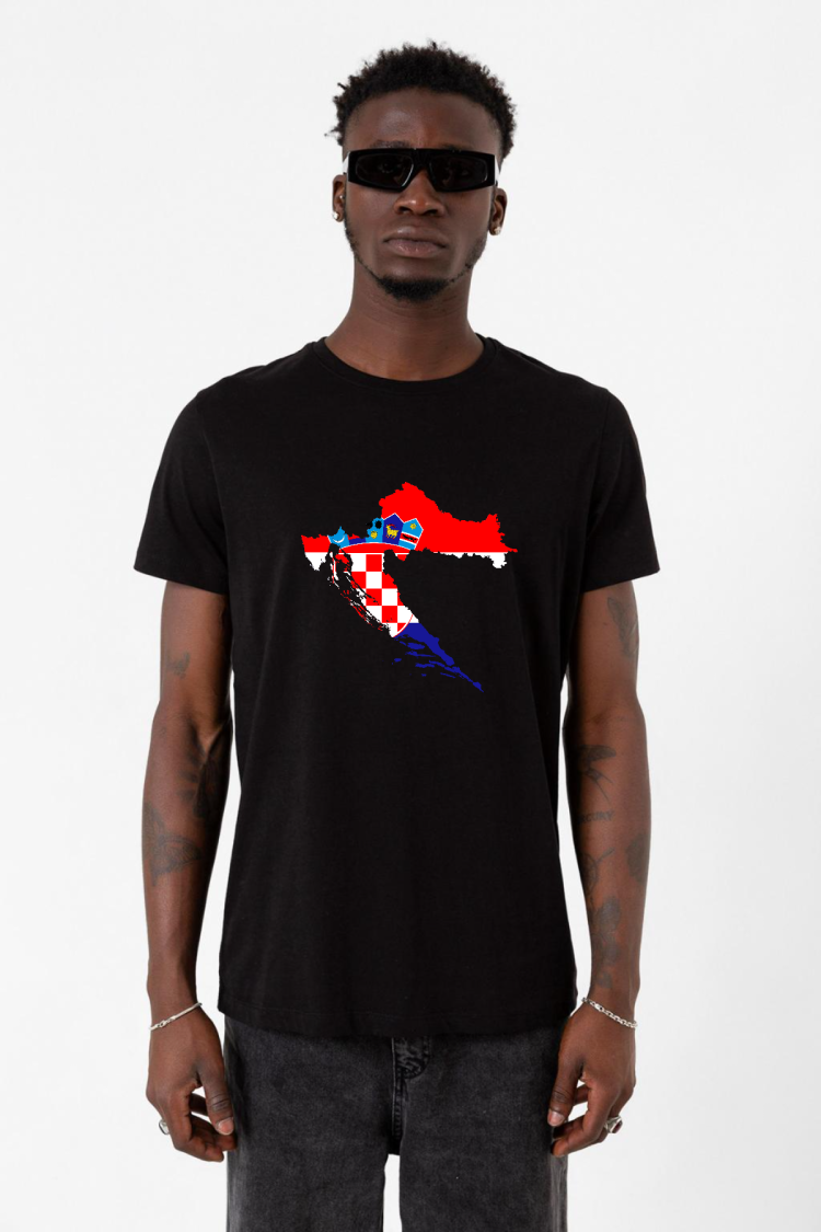 Euro 24 Croatia Siyah Erkek Tshirt