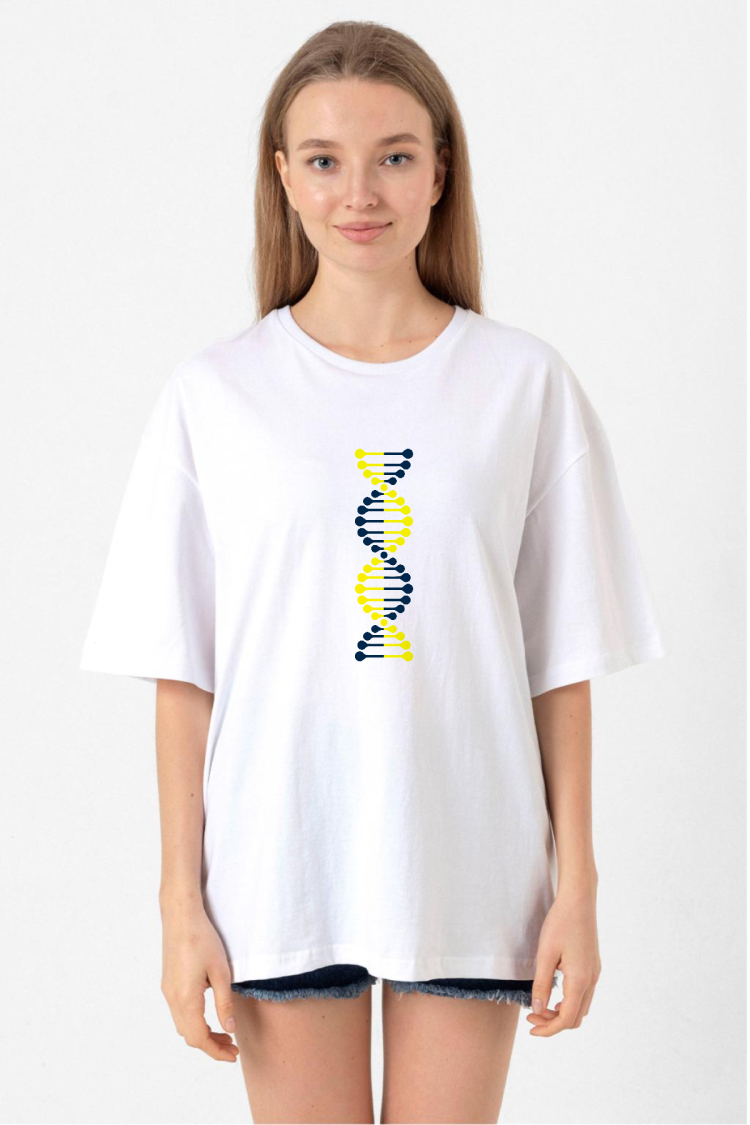 Sarı Lacivert Dna Beyaz Kadın Oversize Tshirt