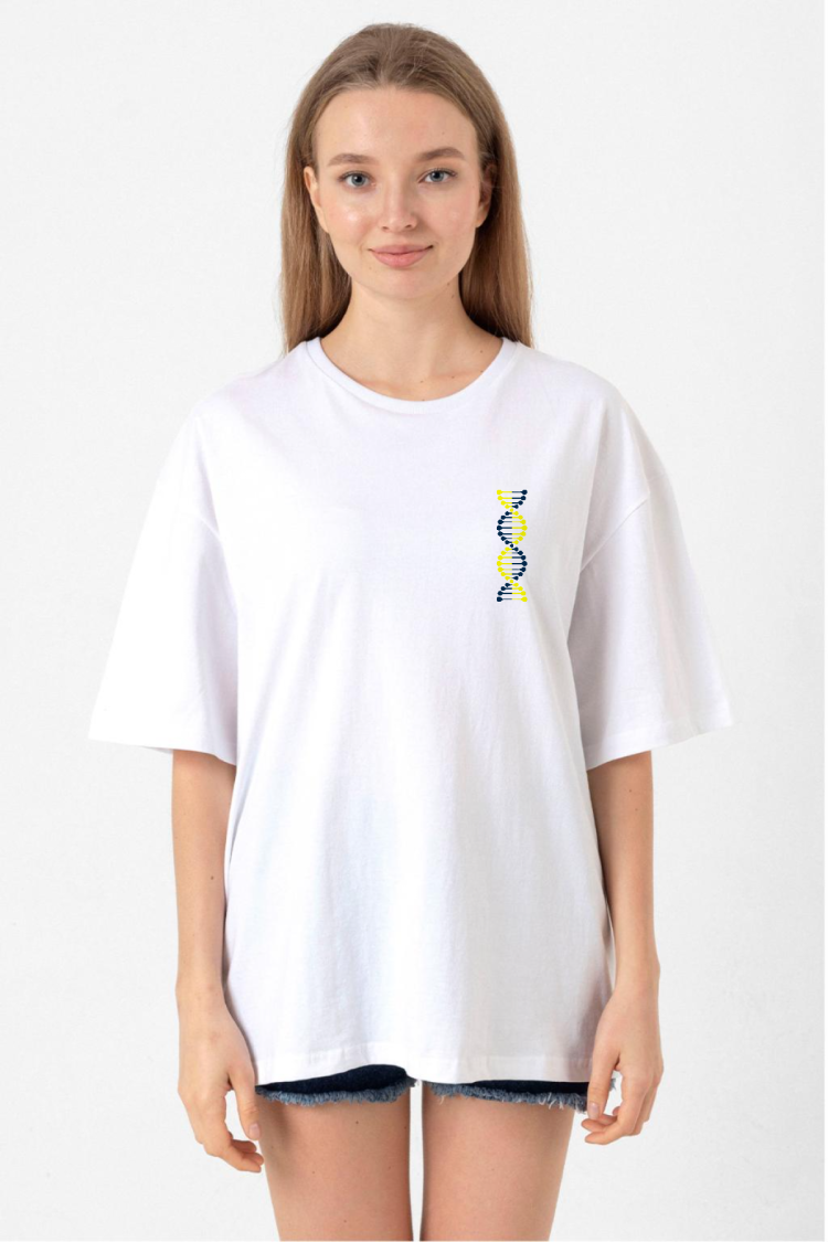 Sarı Lacivert Dna Beyaz Kadın Oversize Tshirt