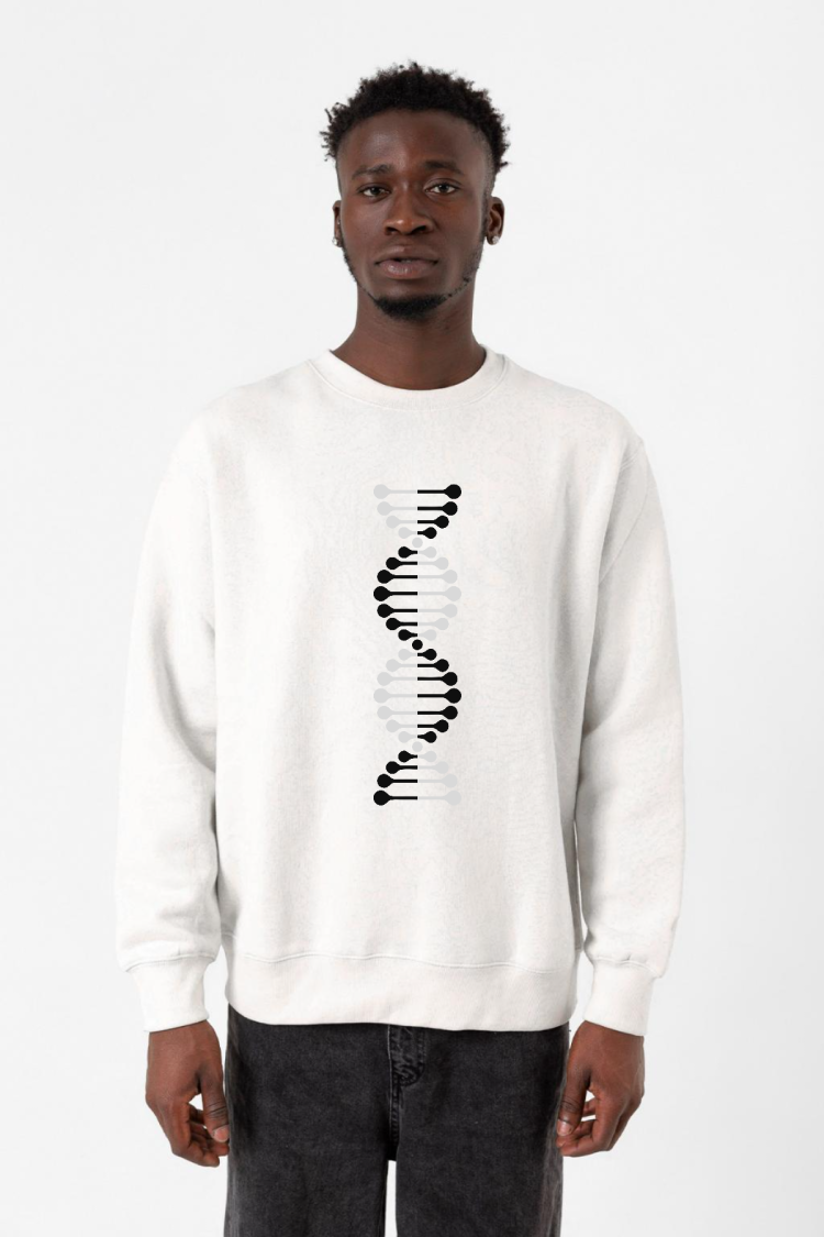 Siyah Beyaz Dna Beyaz Erkek 2ip Sweatshirt