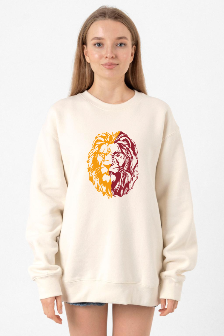 Sarı Kırmızı Aslan Ekru Kadın 2ip Sweatshirt