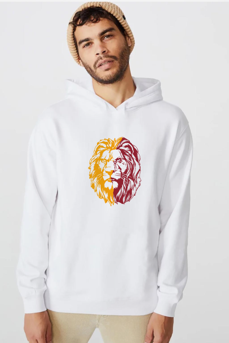 Sarı Kırmızı Aslan Beyaz Erkek 3ip Kapşonlu  Sweatshirt