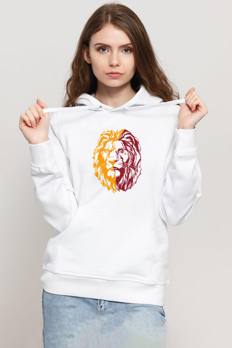 Sarı Kırmızı Aslan Beyaz Kadın 3ip Kapşonlu Sweatshirt