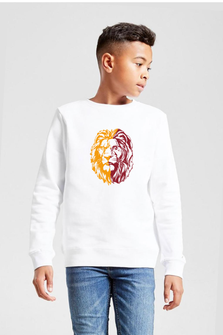 Sarı Kırmızı Aslan Beyaz Çocuk 2ip Sweatshirt