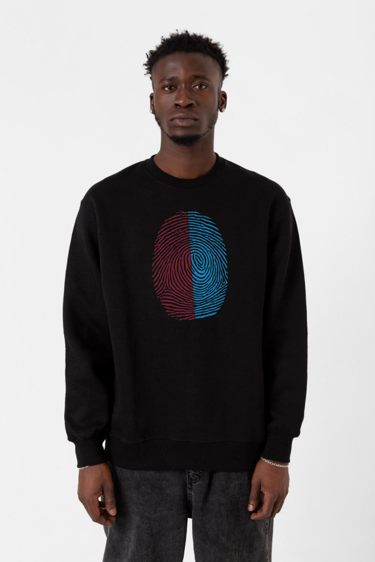 Bordo Mavi Parmak İzi Siyah Erkek 2ip Sweatshirt