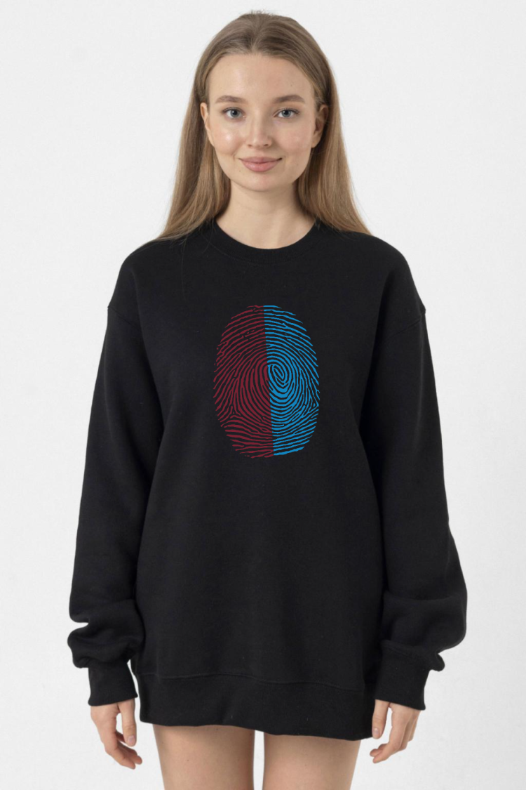 Bordo Mavi Parmak İzi Siyah Kadın 2ip Sweatshirt