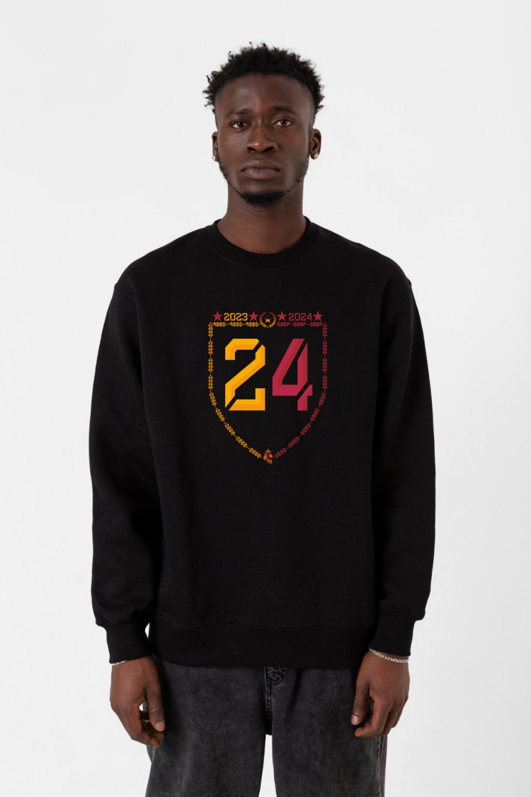 24 Şampiyonluk Siyah Erkek 2ip Sweatshirt