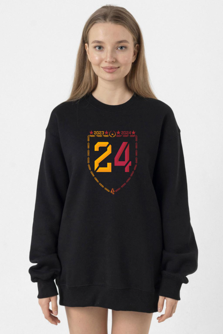 24 Şampiyonluk Siyah Kadın 2ip Sweatshirt