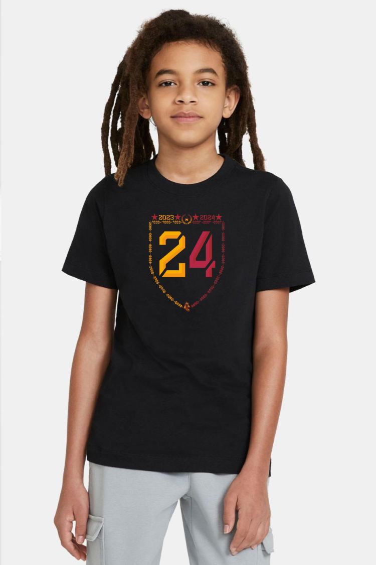 24 Şampiyonluk Siyah Çocuk Tshirt