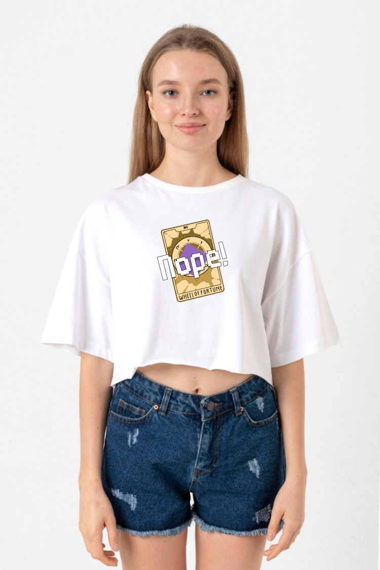 Wheel Of Fortune Nope Beyaz Kadın Crop Tshirt