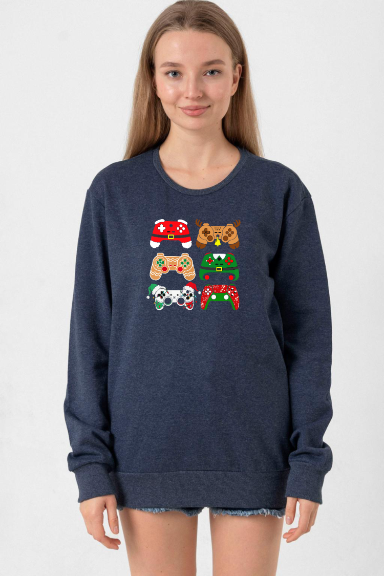 Video Game Controller Christmas İndigo Kadın 2ip Sweatshirt