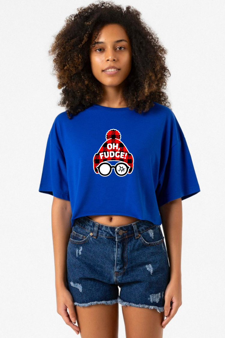 Oh Fudge Christmas Mavi Kadın Crop Tshirt